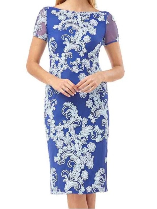 JS Collections Dresses & Skirts - JS Collections Soutache Sky Elegant Navy Blue & Light Blue Lace-Overlay Dress 14